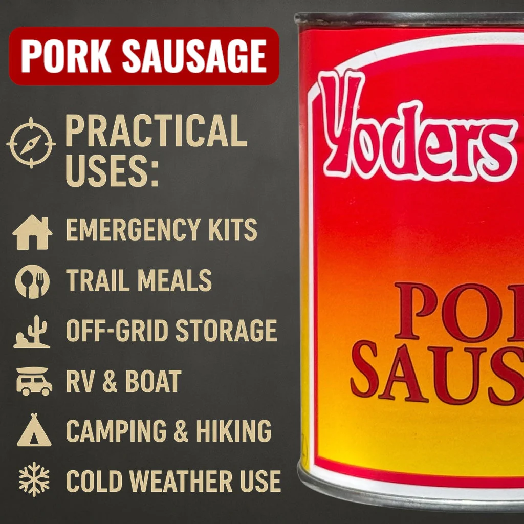 Yoder’s Canned Pork Sausage| 28 oz can | Real USA Pork | Fully Cooked | Shelf Stable Survival Food | 10+ Year Shelf Life | Ready to Eat | Ideal for Prepping, Storage & Camping - Image 8
