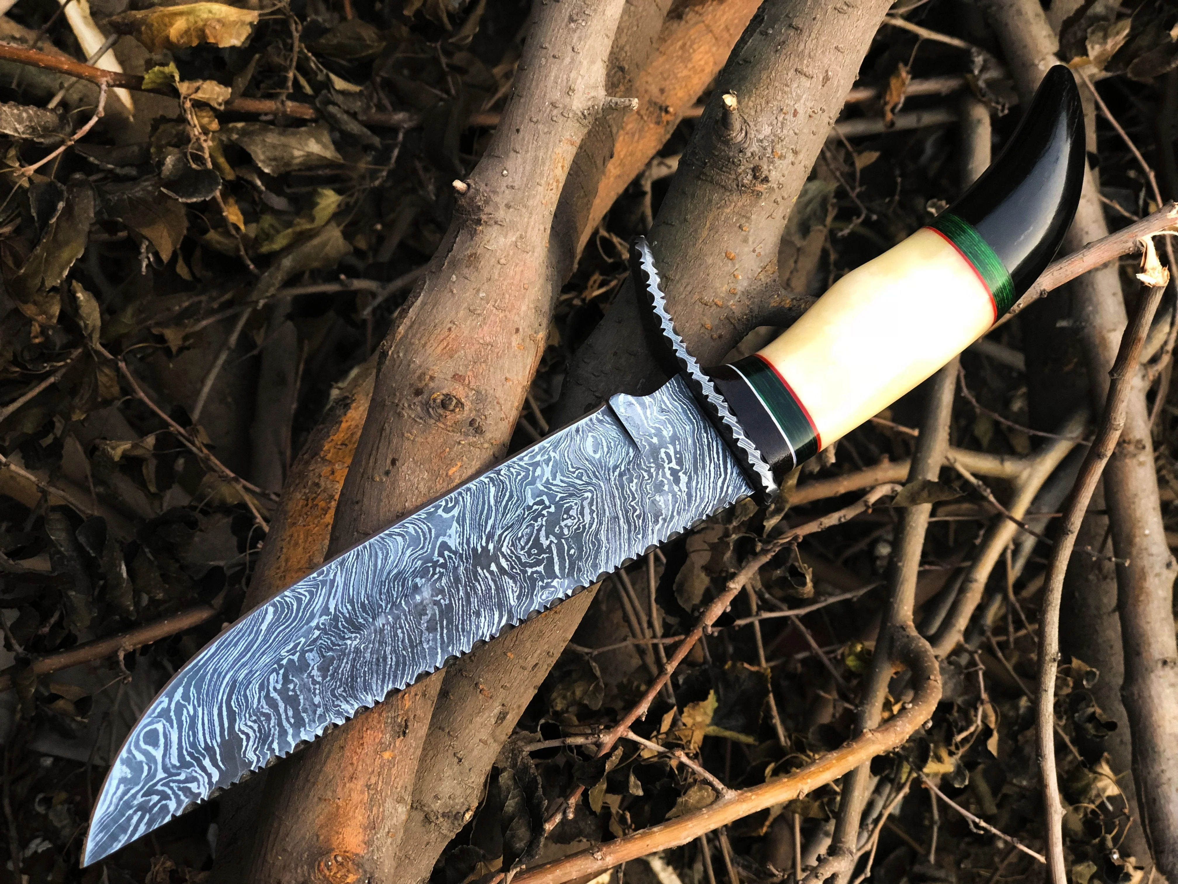 Christmas Sale !!! New Custom Handmade Damascus Steel Hunting Knife - Image 4