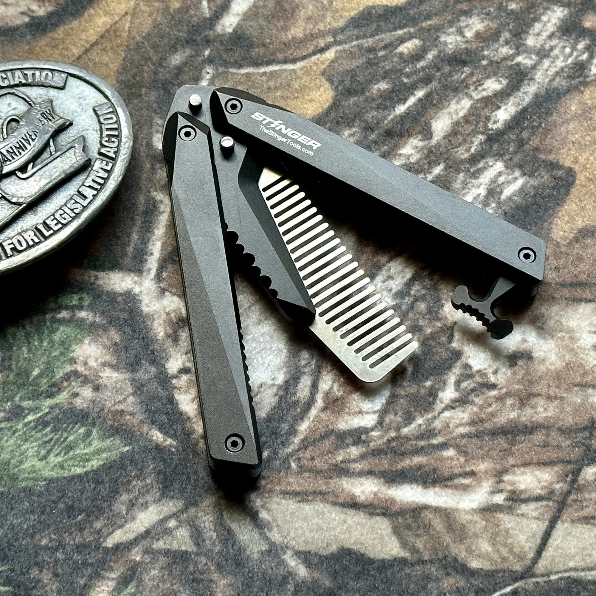 Comb: Stinger Butterfly Comb, Hair Comb, Beard Comb, Grooming Comb, EDC - Image 4