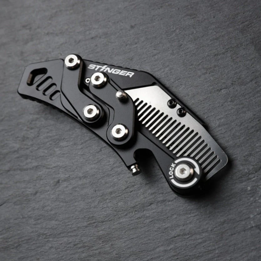 Comb: Stinger Godzilla Comb, Hair Comb, Beard Comb, Grooming Comb, EDC - Matte Black - Image 2