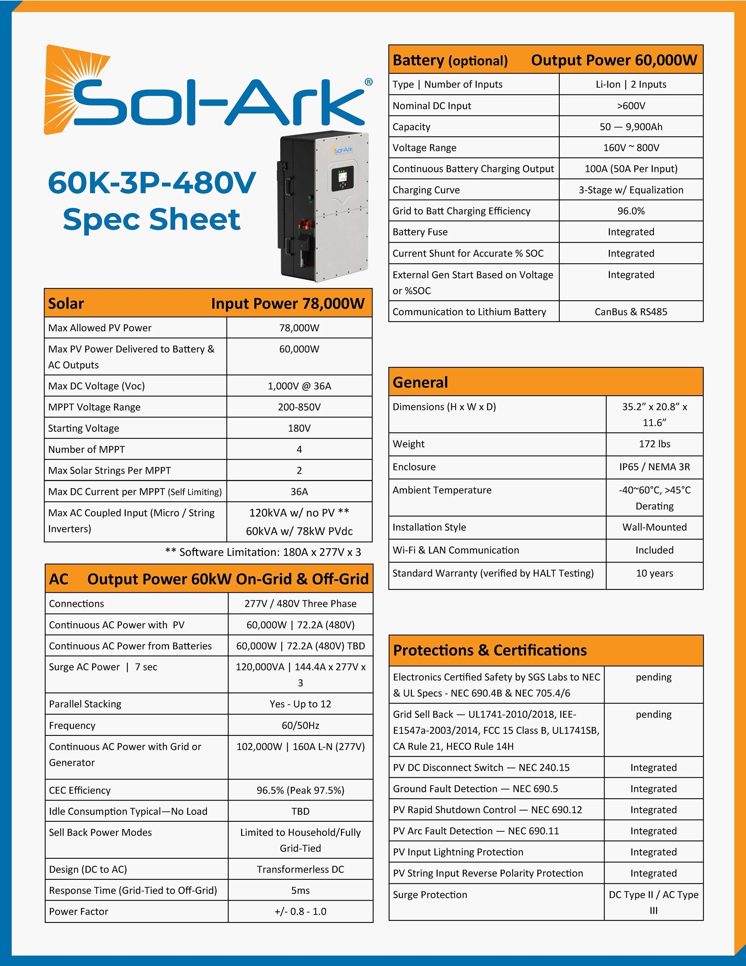 Commercial 240KW Solar Array - 3 Phase 480V Solar Kit + 4x 60K 480V Sol-Ark Inverter + 4x60KW Sol-Ark INDOOR Lithium Battery +242KW Solar with Ground Mount and Wiring - Image 5