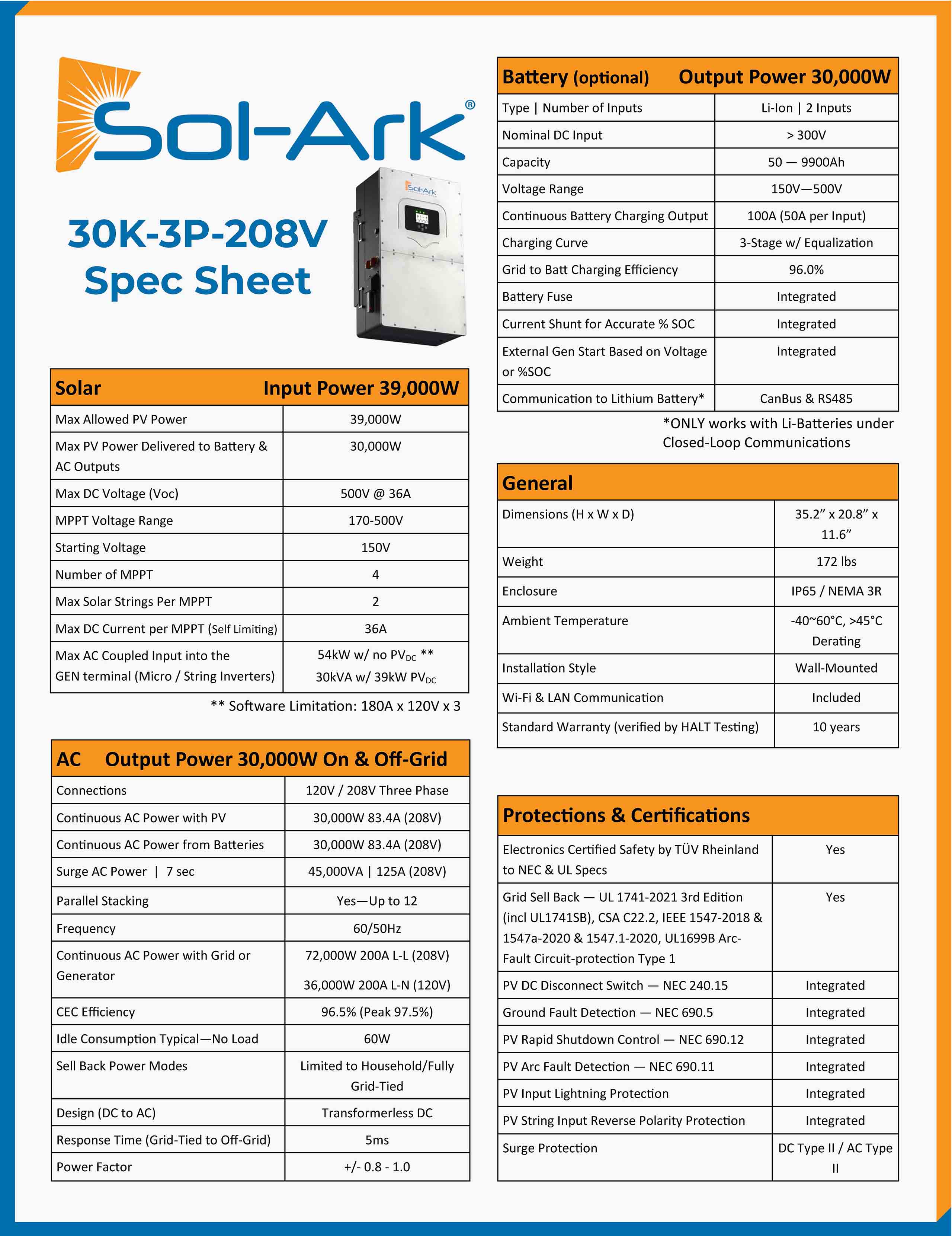 Commercial 30KW Solar Array - 3 Phase 208V Solar Kit + 30K 208V Sol-Ark Inverter + 60KW Sol-Ark OUTDOOR Lithium Battery +29.7KW Solar with Ground Mount and Wiring - Image 5