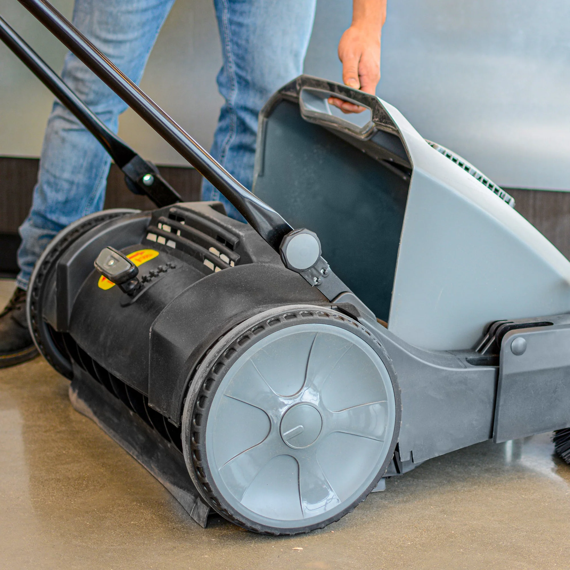 Commercial 38" Push Sweeper with Triple Power Brooms - Image 12