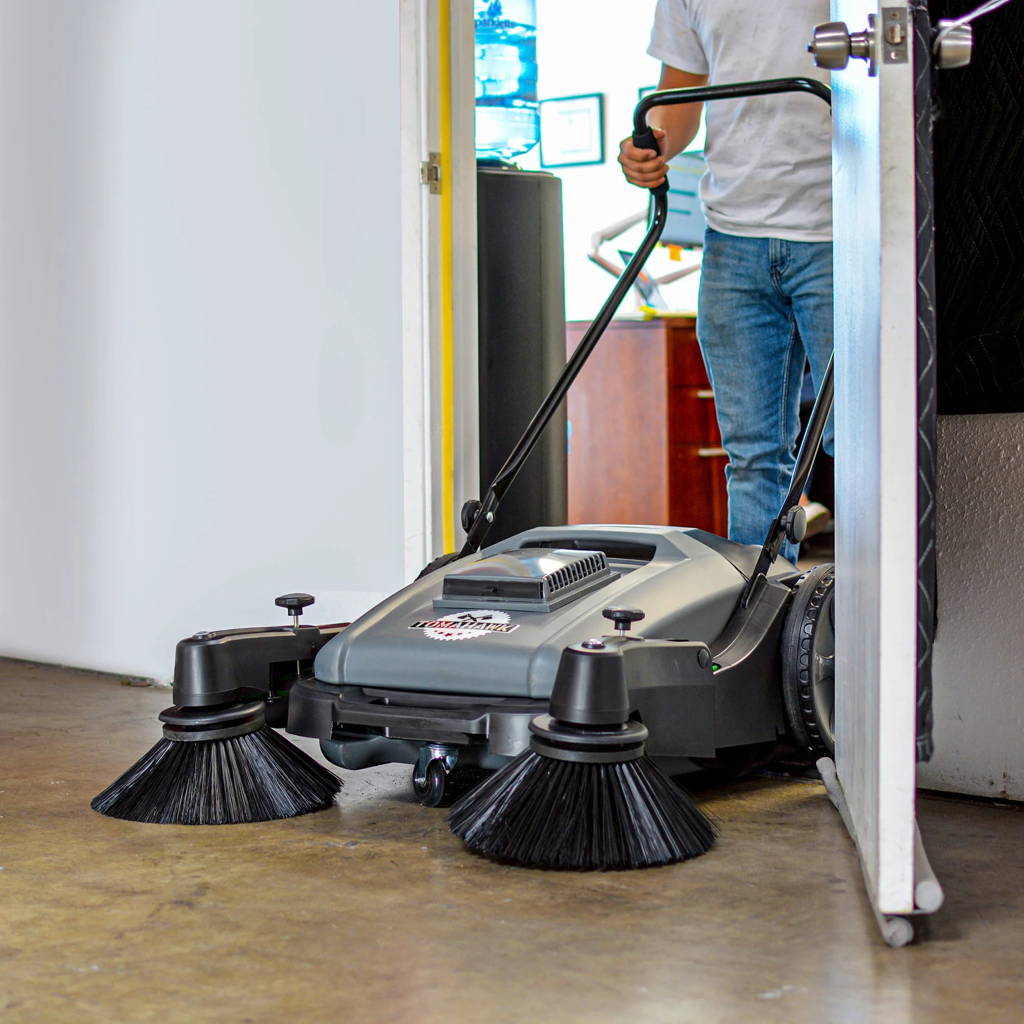 Commercial 38" Push Sweeper with Triple Power Brooms - Image 14