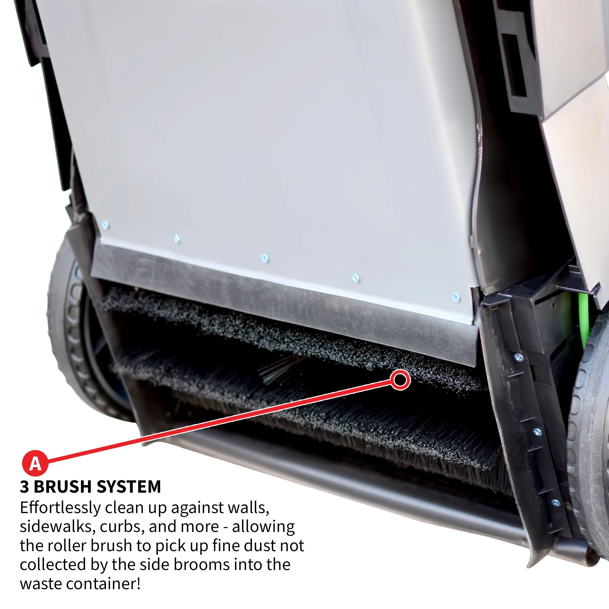 Commercial 38" Push Sweeper with Triple Power Brooms - Image 9