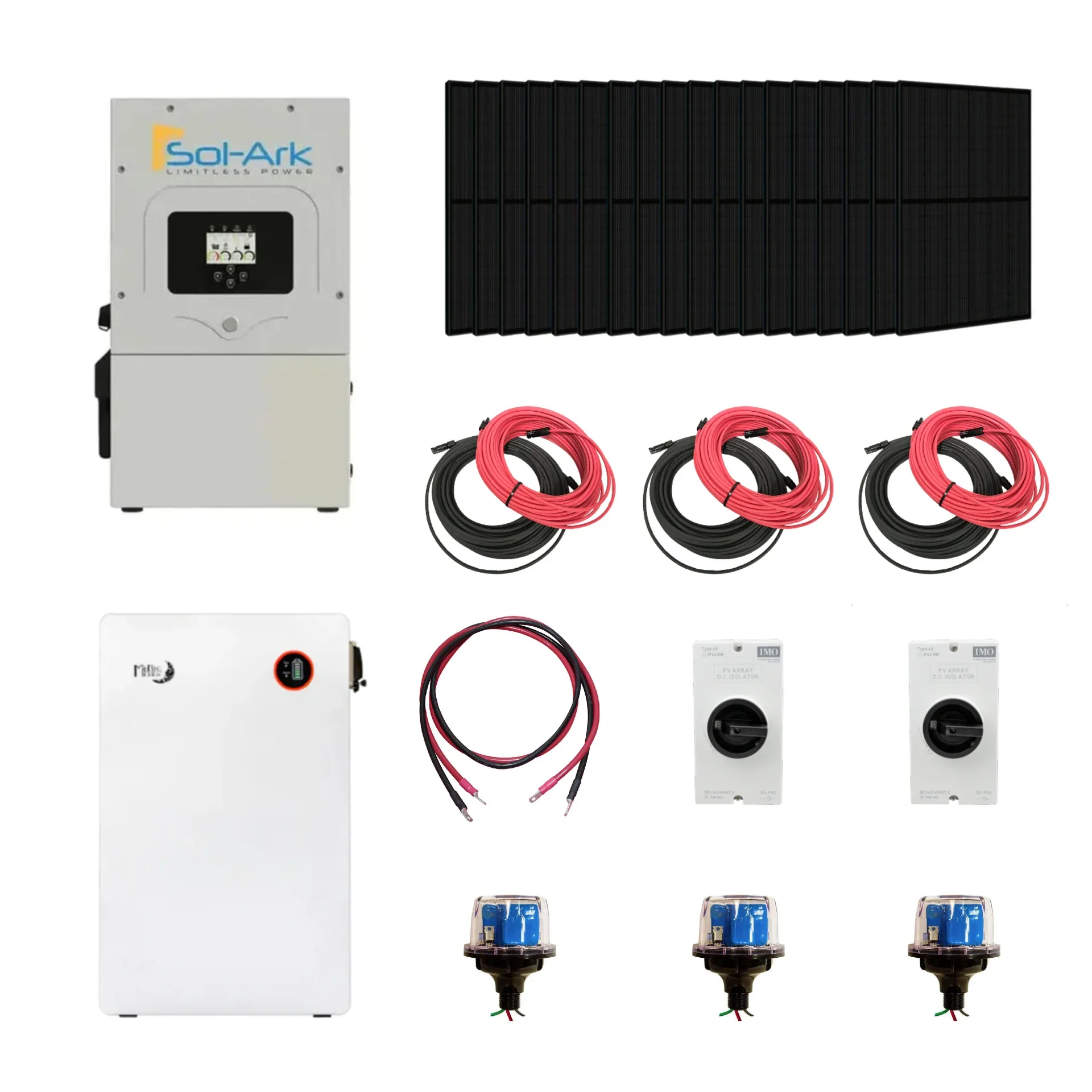 Complete Hybrid Solar Kit - Sol-Ark 15K Hybrid Inverter | 15kW 120/240V Output | 48V 310AH 16.1kWh Midnite Power AllWeather Lithium Battery | 13.5kW+ Solar PV - Image 12