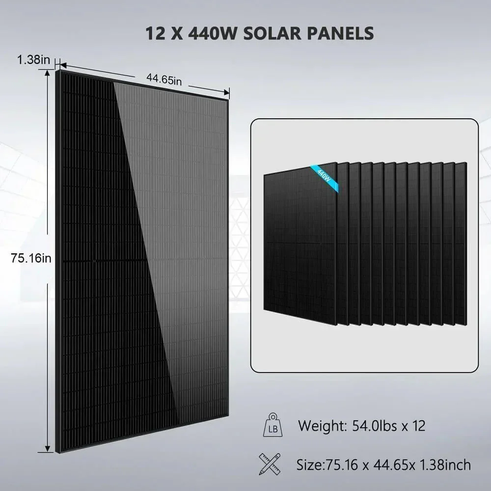 Complete off Grid Solar Kit 12000W 48V 120V/240V output 10.24KWH Lithium Battery 5280 Watt Solar Panel SGK-12MAX - Image 3