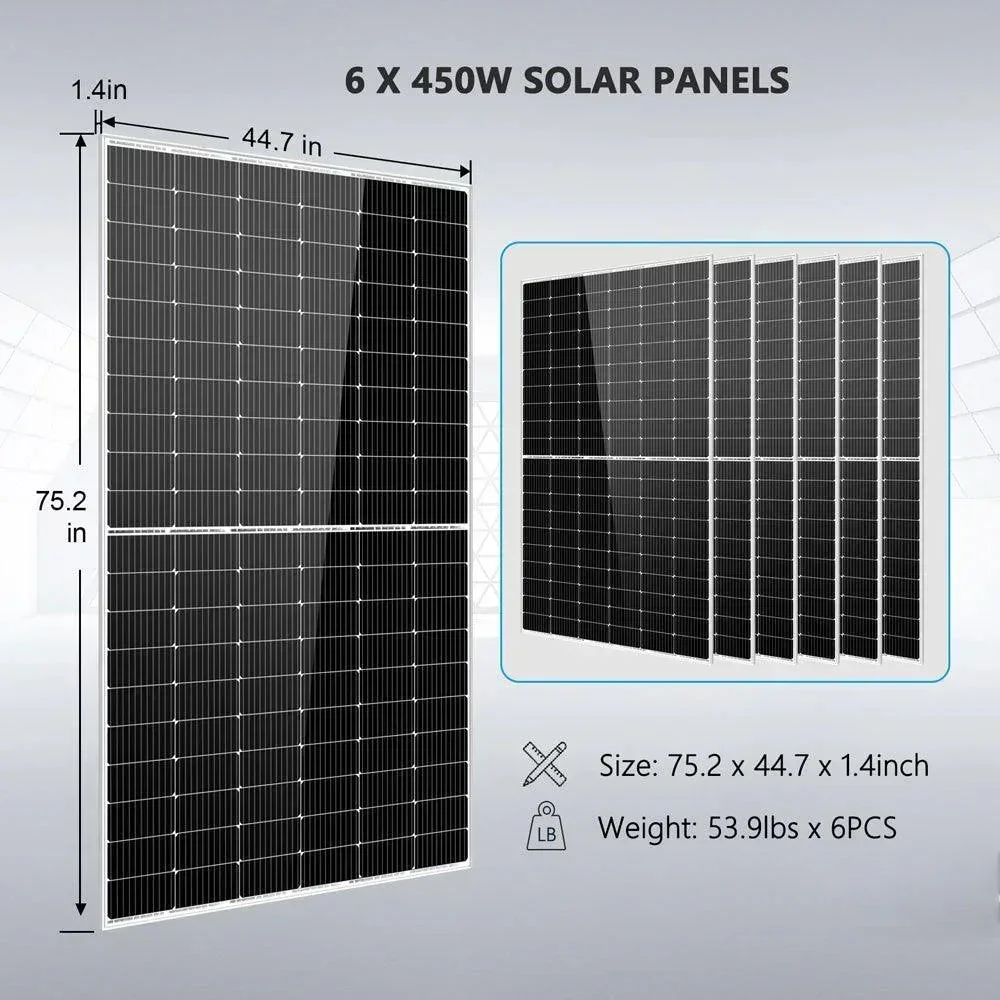 Complete off Grid Solar Kit 6500W 48V 120V/240V output 10.24KWH Lithium Battery 2700 Watt Solar Panel SGK-65PRO - Image 4