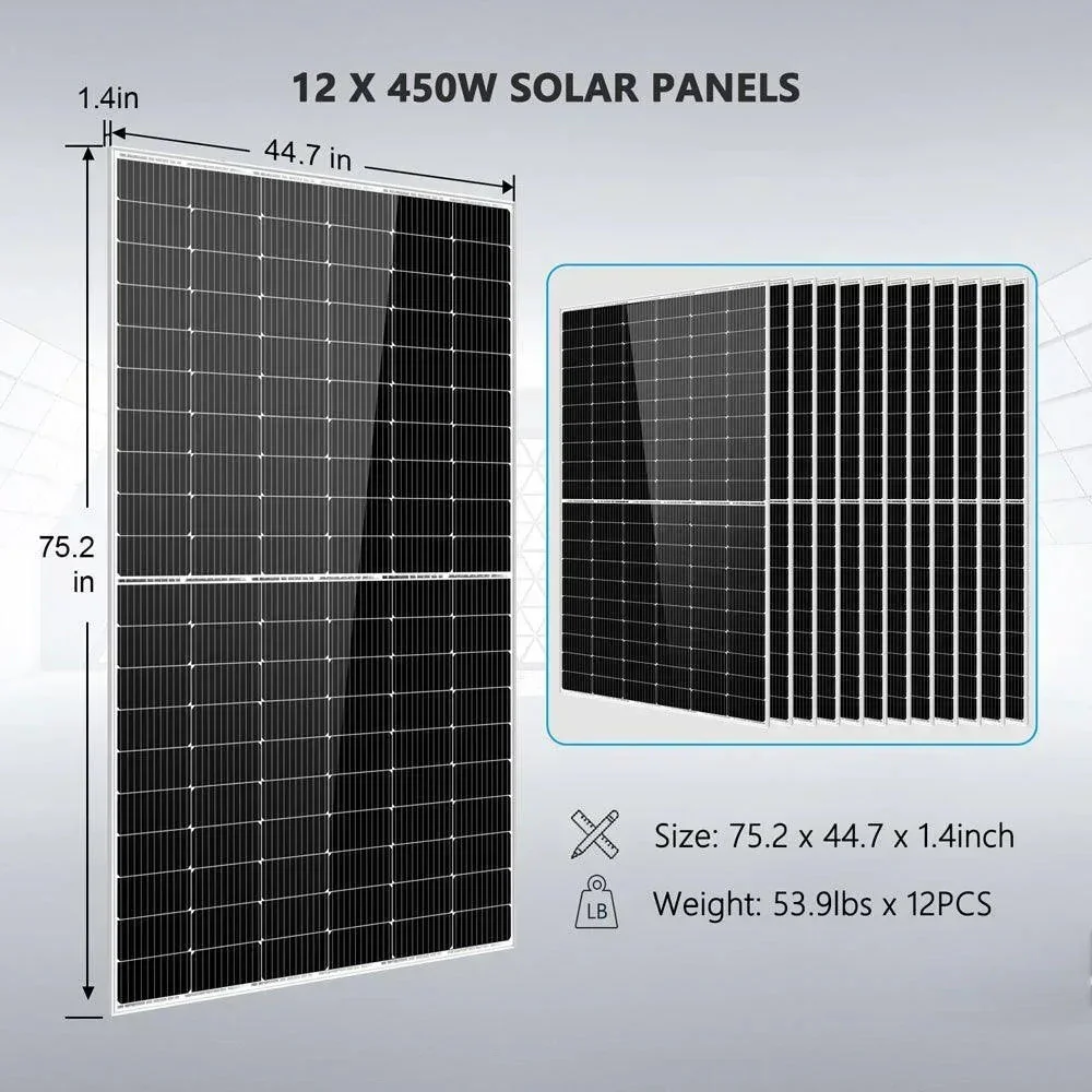 Complete Off Grid Solar Kit 8000W 48V 120V/240V output 10.24KWH Lithium Battery 5400 Watt Solar Panel SGK-8MAX - Image 4