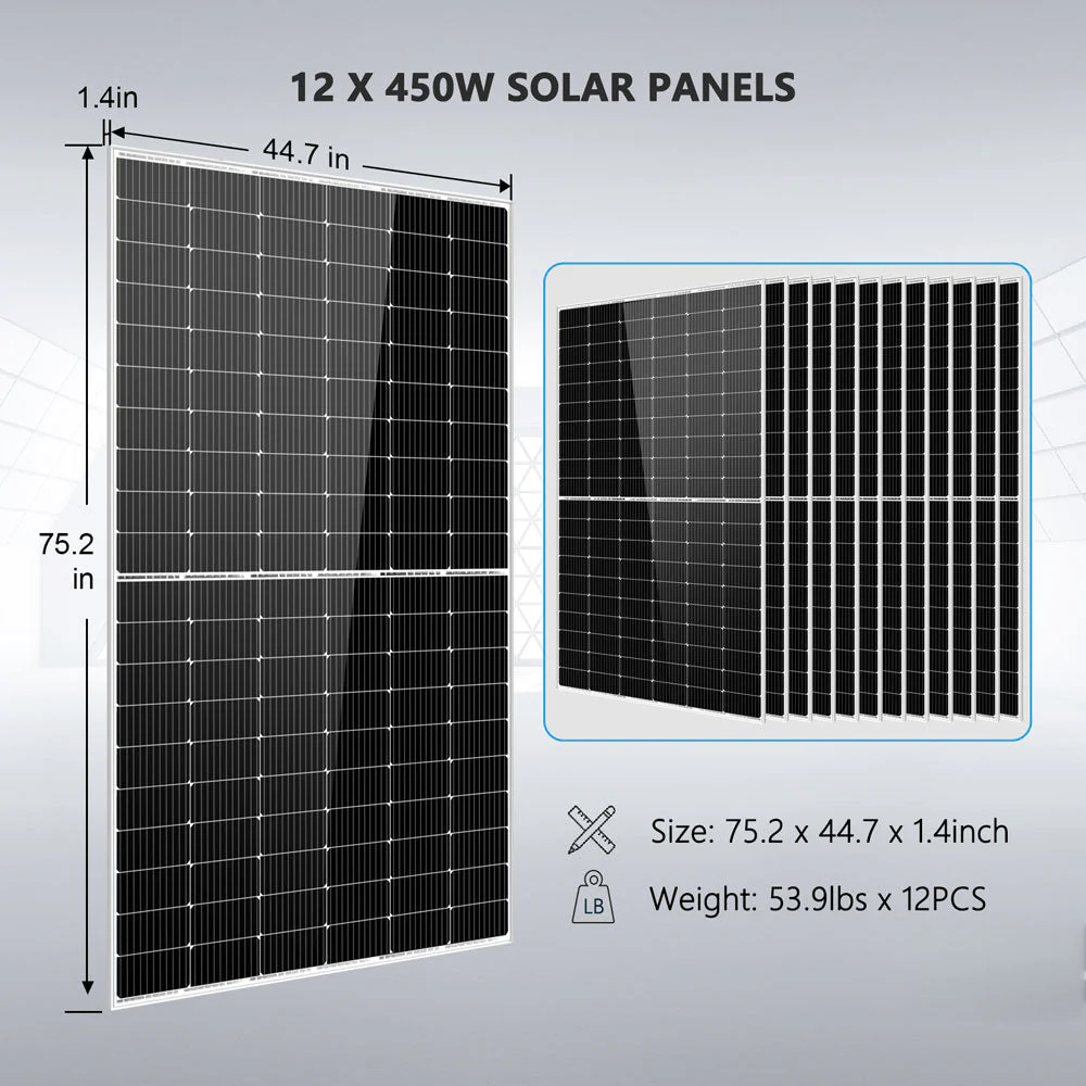 Complete off Grid Solar Kit 8000W 48V 120V/240V output 10.24KWH Lithium Battery 5400 Watt Solar Panel SGK-8MAX - Image 3