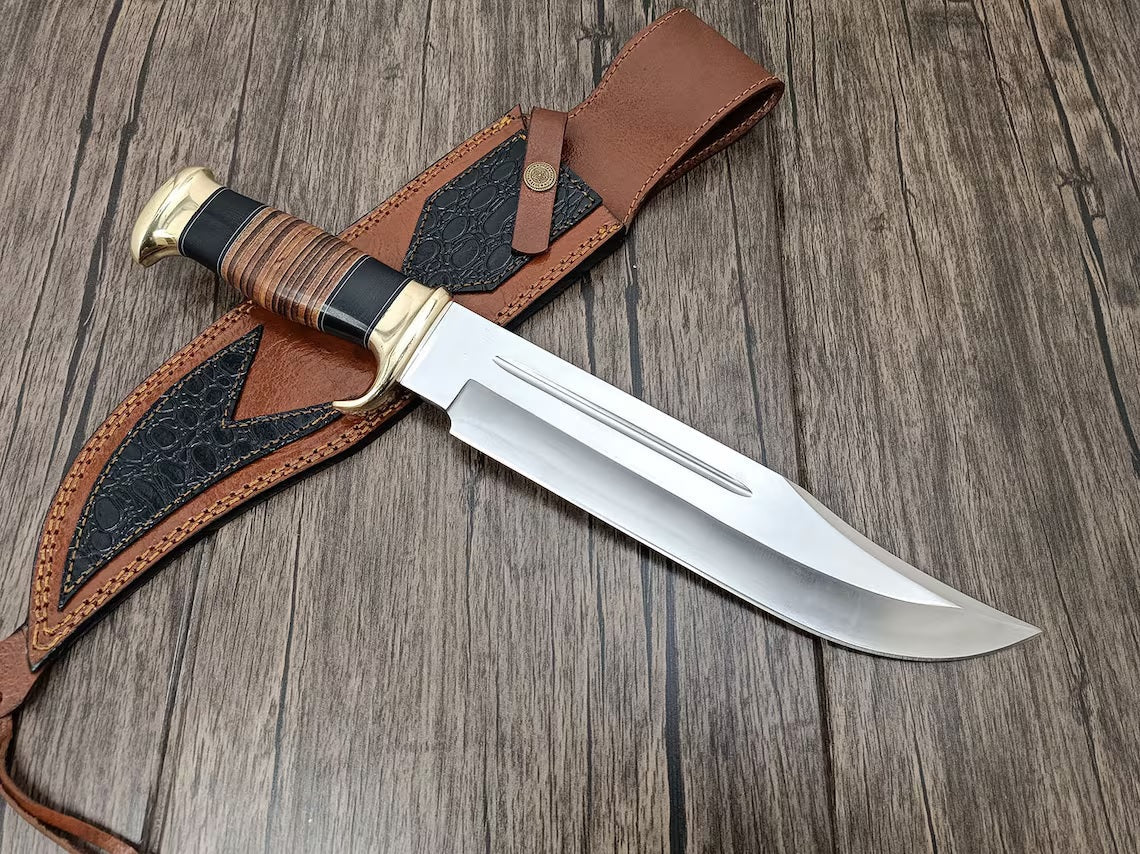 Crocodile Dundee Knife for Sale – 16" D2 Steel Bowie with Leather Sheath