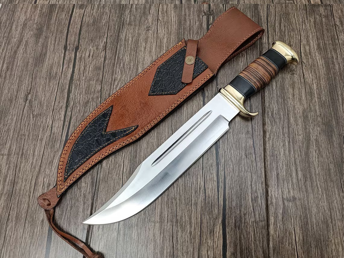 Crocodile Dundee Knife for Sale – 16" D2 Steel Bowie with Leather Sheath - Image 3