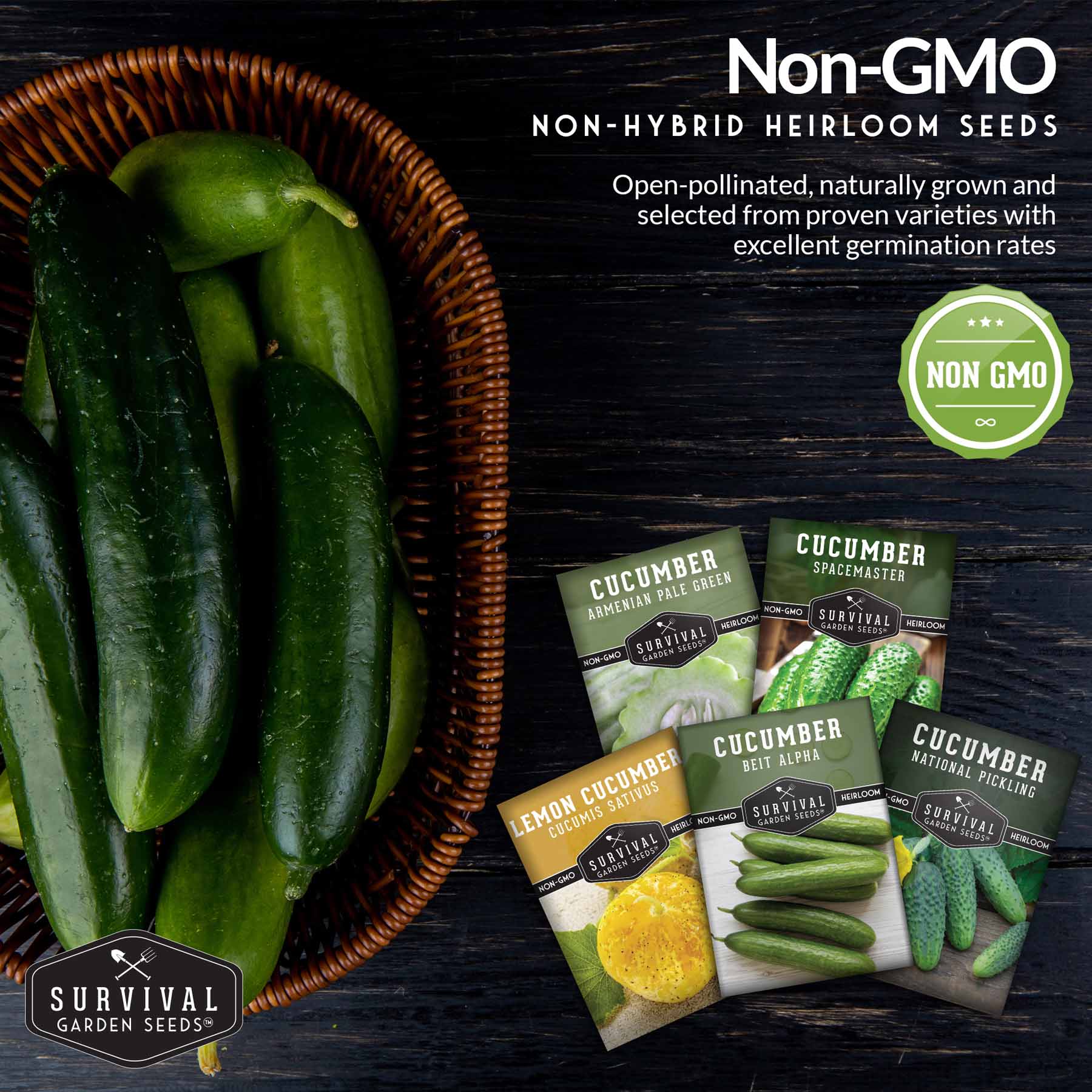 Cucumber Seed Collection – Armenian, Beit Alpha, Lemon, National Pickling & Spacemaster Varieties - Image 6