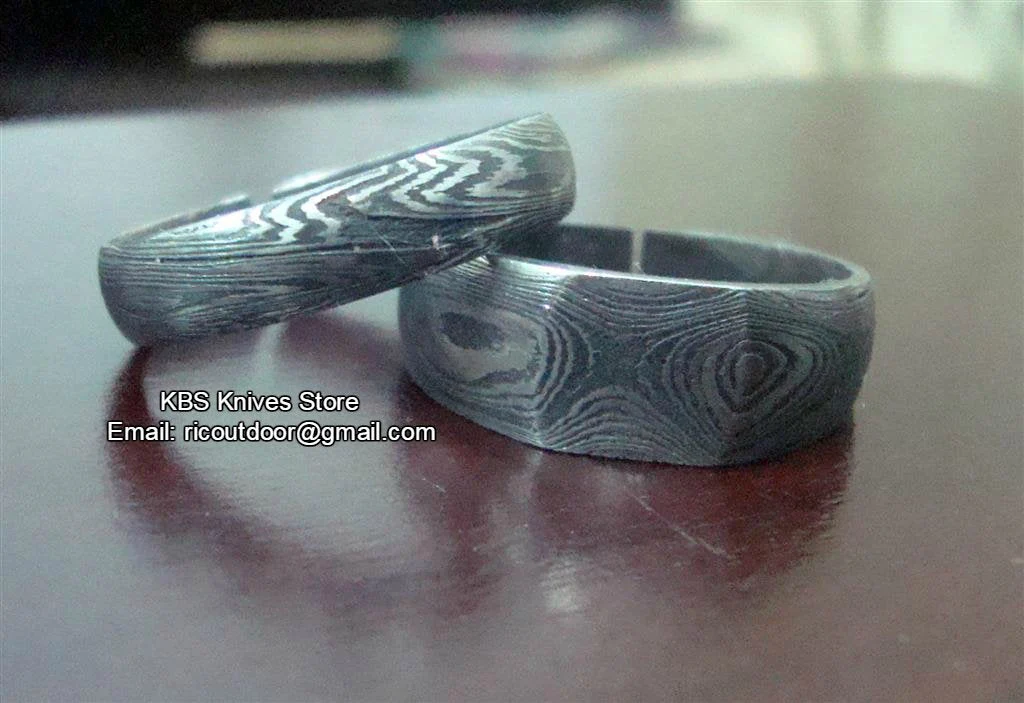 Custom Damascus Steel Anniversary Rings - Image 2
