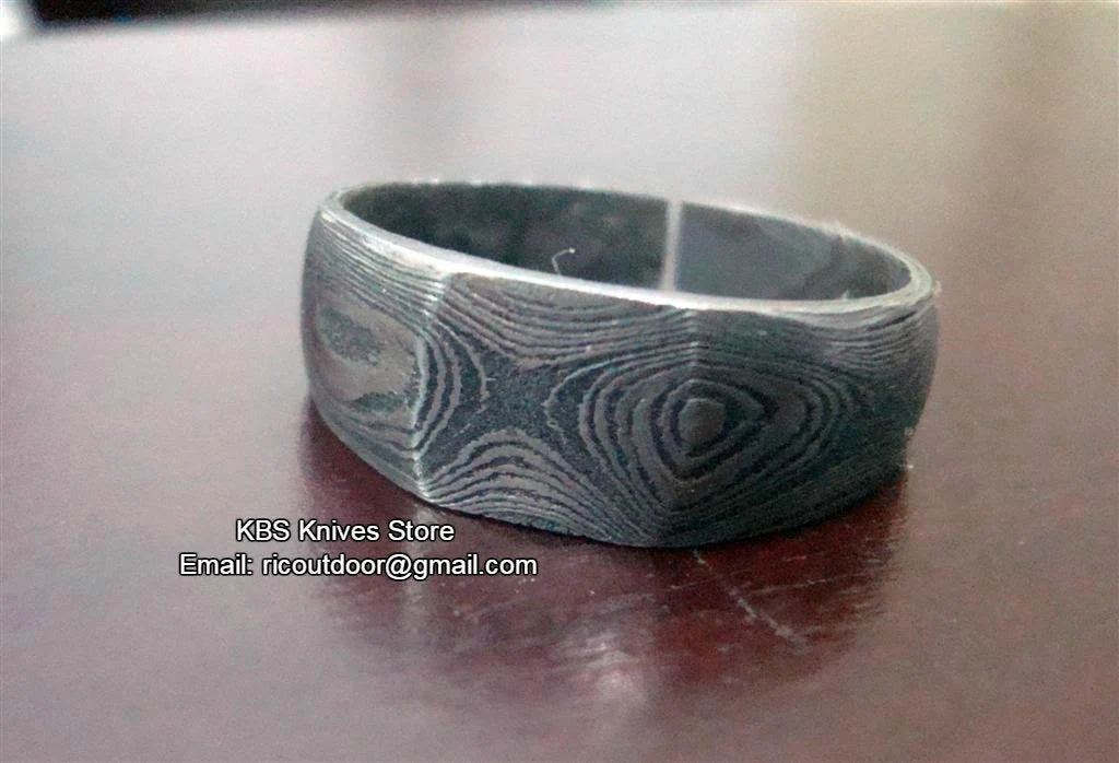 Custom Damascus Steel Anniversary Rings - Image 3