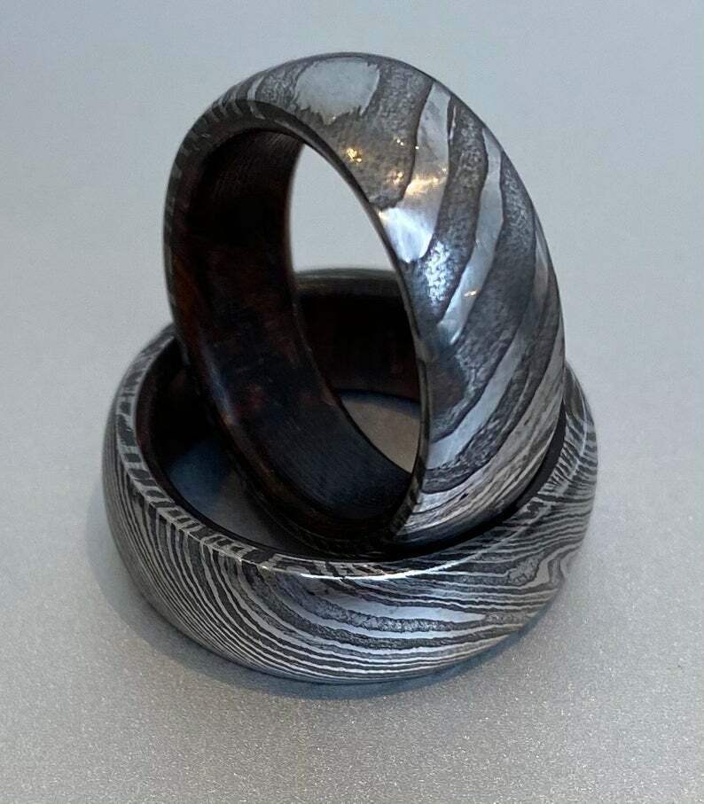 Custom Damascus Steel Wedding Ring - Image 2