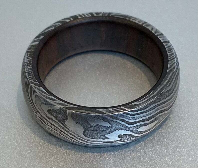 Custom Damascus Steel Wedding Ring - Image 3