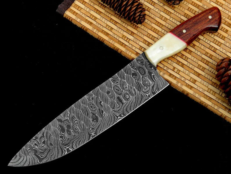 Custom Forged Damascus Chef Knife - Image 2