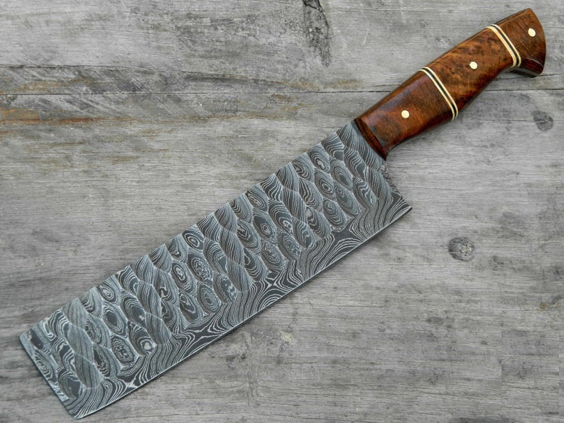 Custom Forged Damascus Cleaver Knife - Image 2