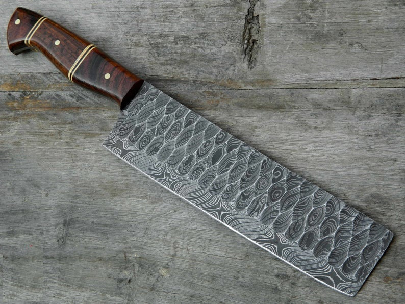 Custom Forged Damascus Cleaver Knife - Image 3