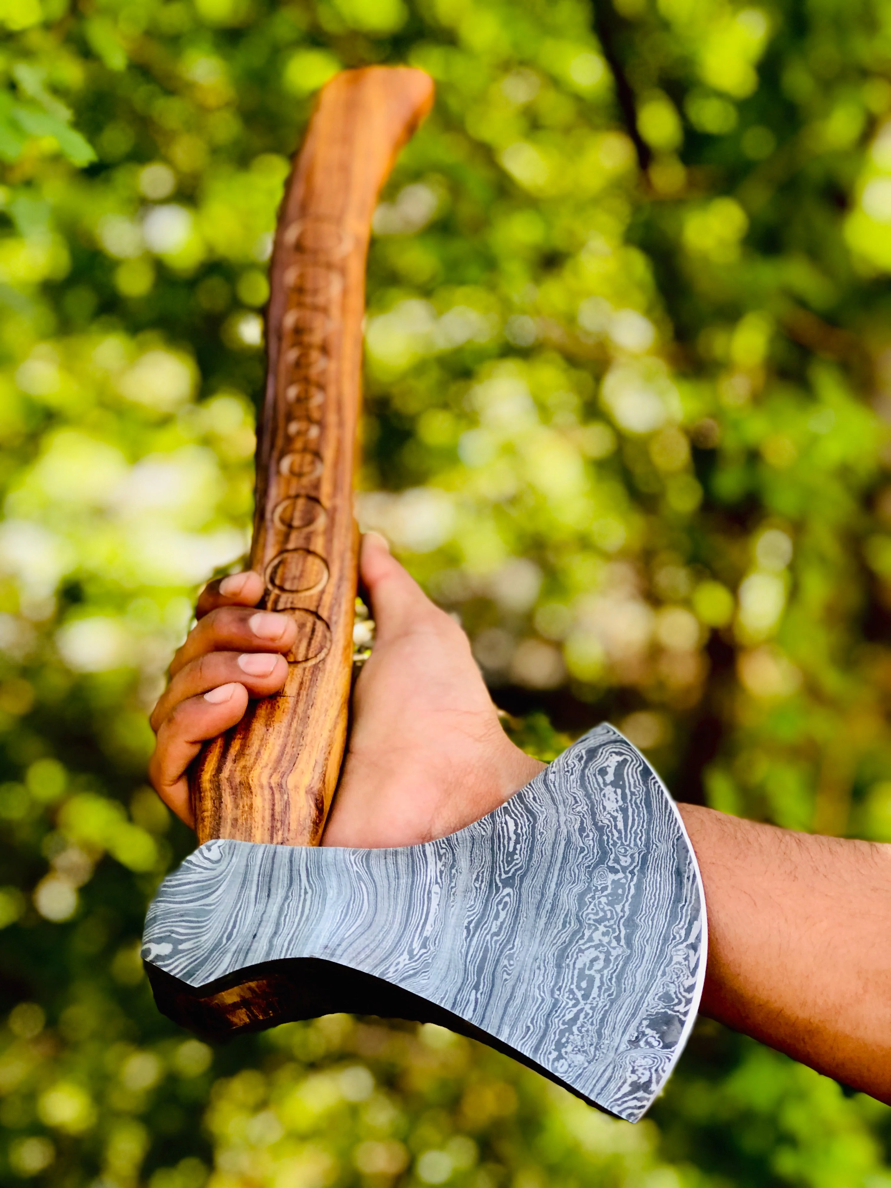 Custom Hammer Forged Damascus Steel Axe - Image 2