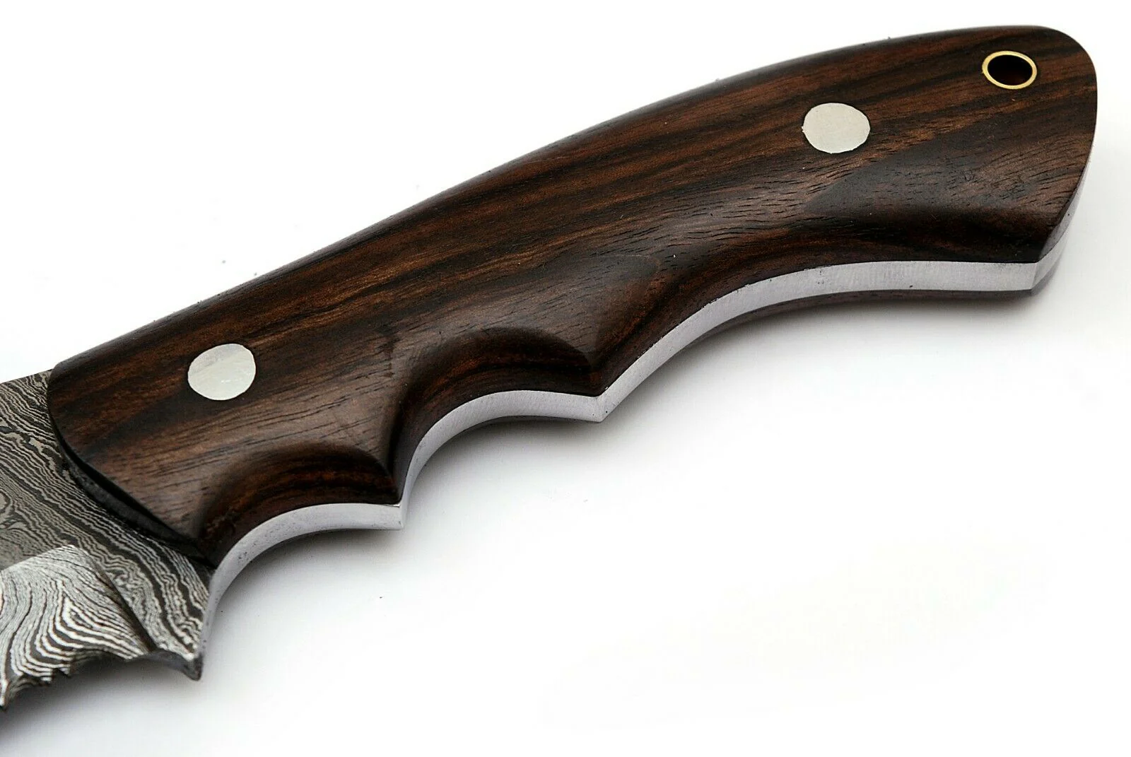 Custom Handcrafted Damascus Steel Tom Brown Tracker Knife - 10" Rosewood Handle with Horizontal Leather Sheath | Survival, Camping, Tactical | KBS Knives - Image 3