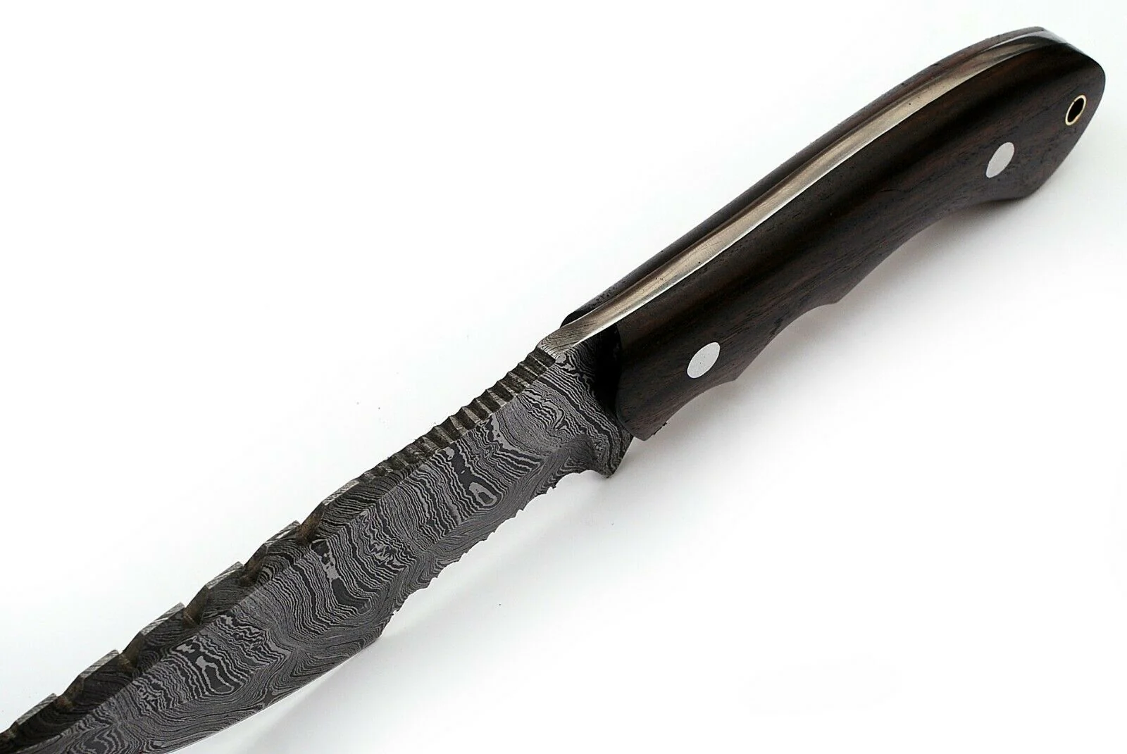 Custom Handcrafted Damascus Steel Tom Brown Tracker Knife - 10" Rosewood Handle with Horizontal Leather Sheath | Survival, Camping, Tactical | KBS Knives - Image 4