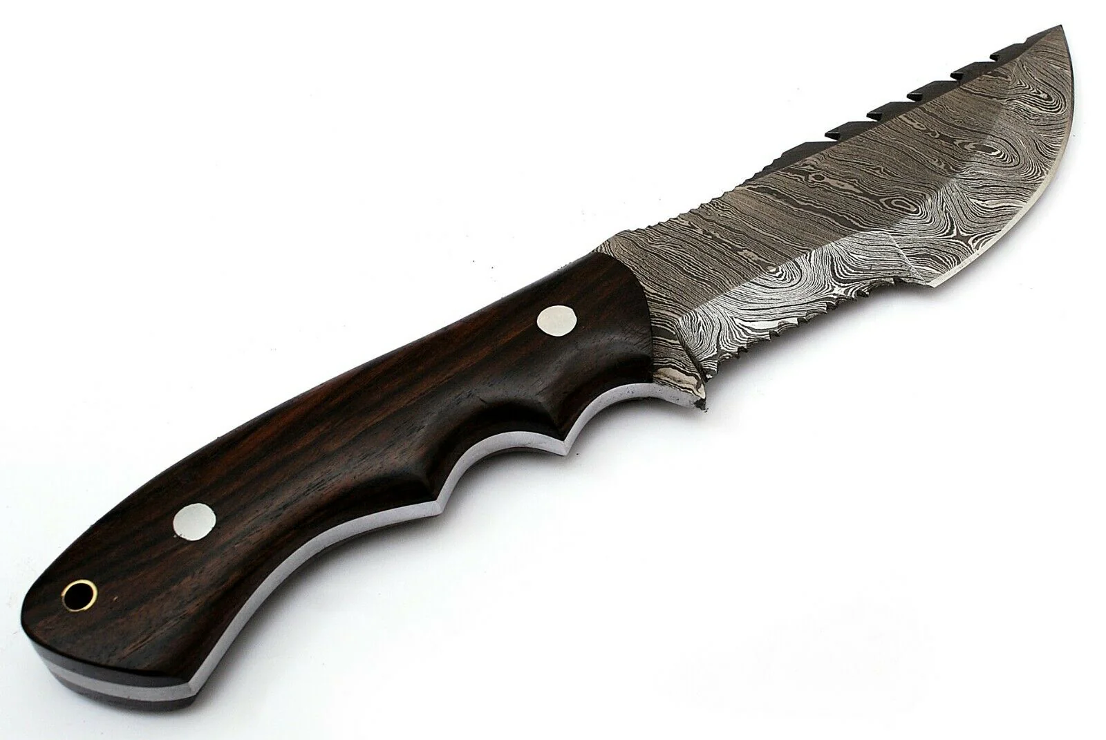 Custom Handcrafted Damascus Steel Tom Brown Tracker Knife - 10" Rosewood Handle with Horizontal Leather Sheath | Survival, Camping, Tactical | KBS Knives - Image 5