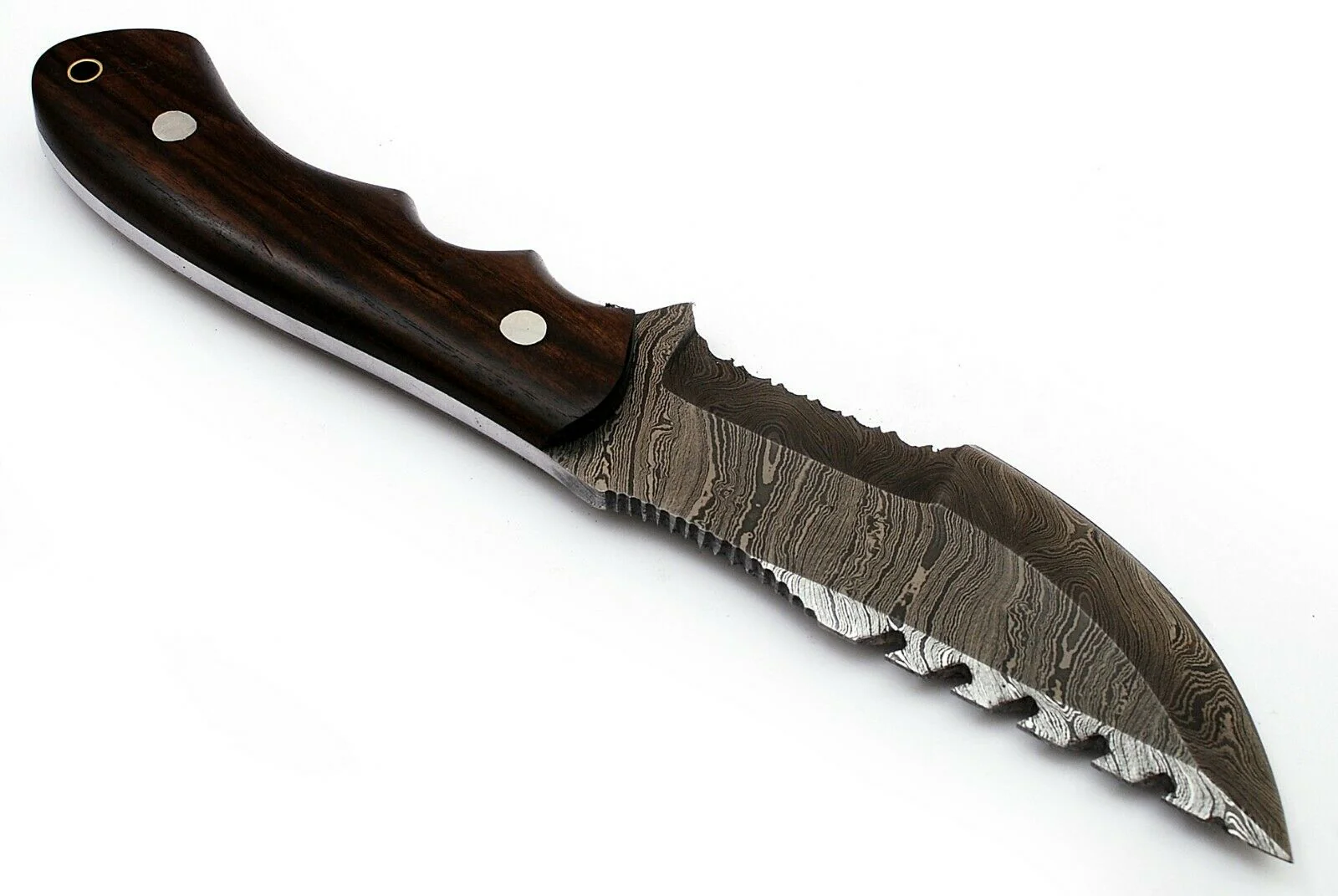 Custom Handcrafted Damascus Steel Tom Brown Tracker Knife - 10" Rosewood Handle with Horizontal Leather Sheath | Survival, Camping, Tactical | KBS Knives - Image 6