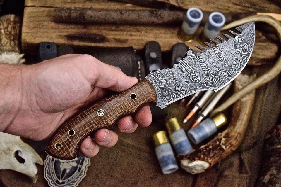 Custom Handcrafted Damascus Steel Tom Brown Tracker Knife - Ideal for Survival, Camping & Tactical Use | KBS Knives - Image 2