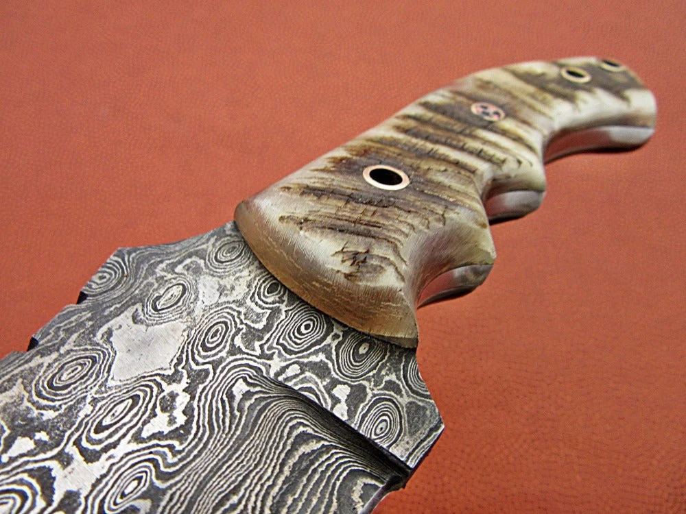 Custom Handcrafted Damascus Steel Tom Brown Tracker Knife - Ideal for Survival, Camping & Tactical Use | KBS Knives - Image 2