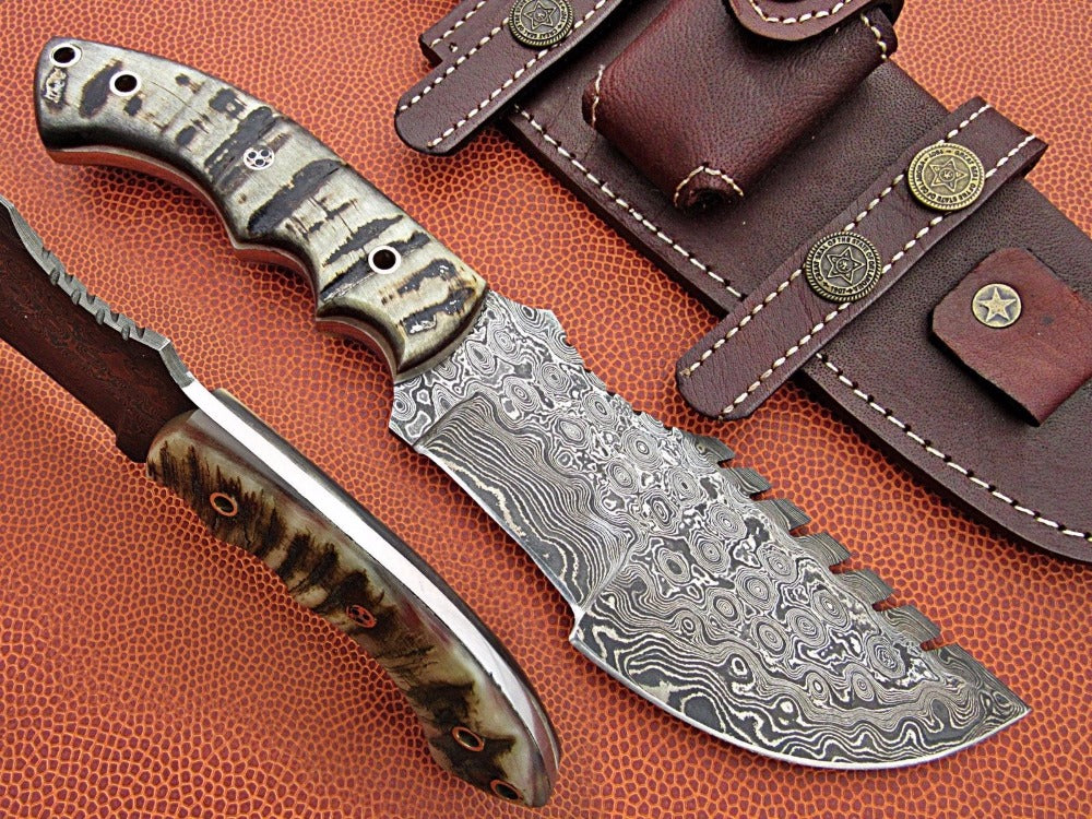 Custom Handcrafted Damascus Steel Tom Brown Tracker Knife - Ideal for Survival, Camping & Tactical Use | KBS Knives - Image 3