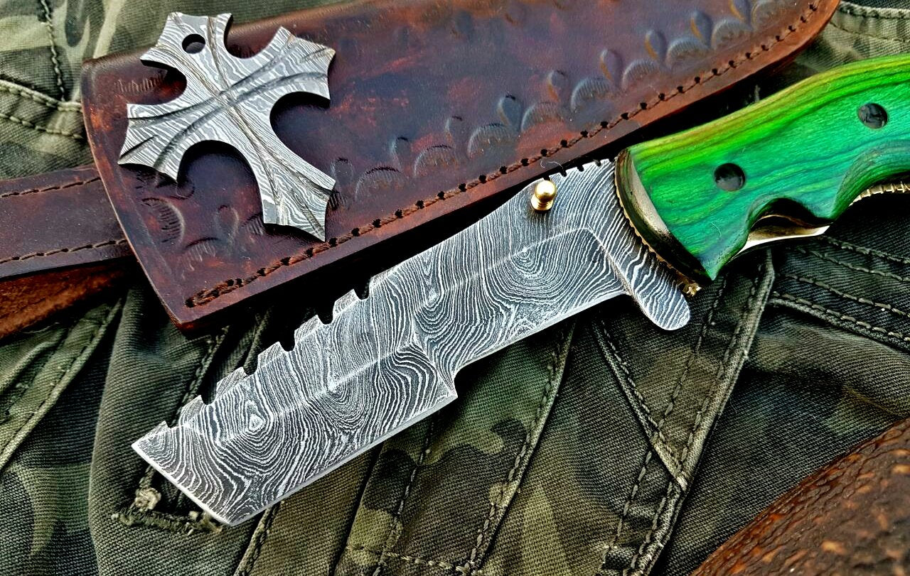 Custom Handcrafted Damascus Steel Tops Tanto Tactical Tracker Folding Knife - Ideal for Survival, Camping & Tactical Use | KBS Knives - Image 4
