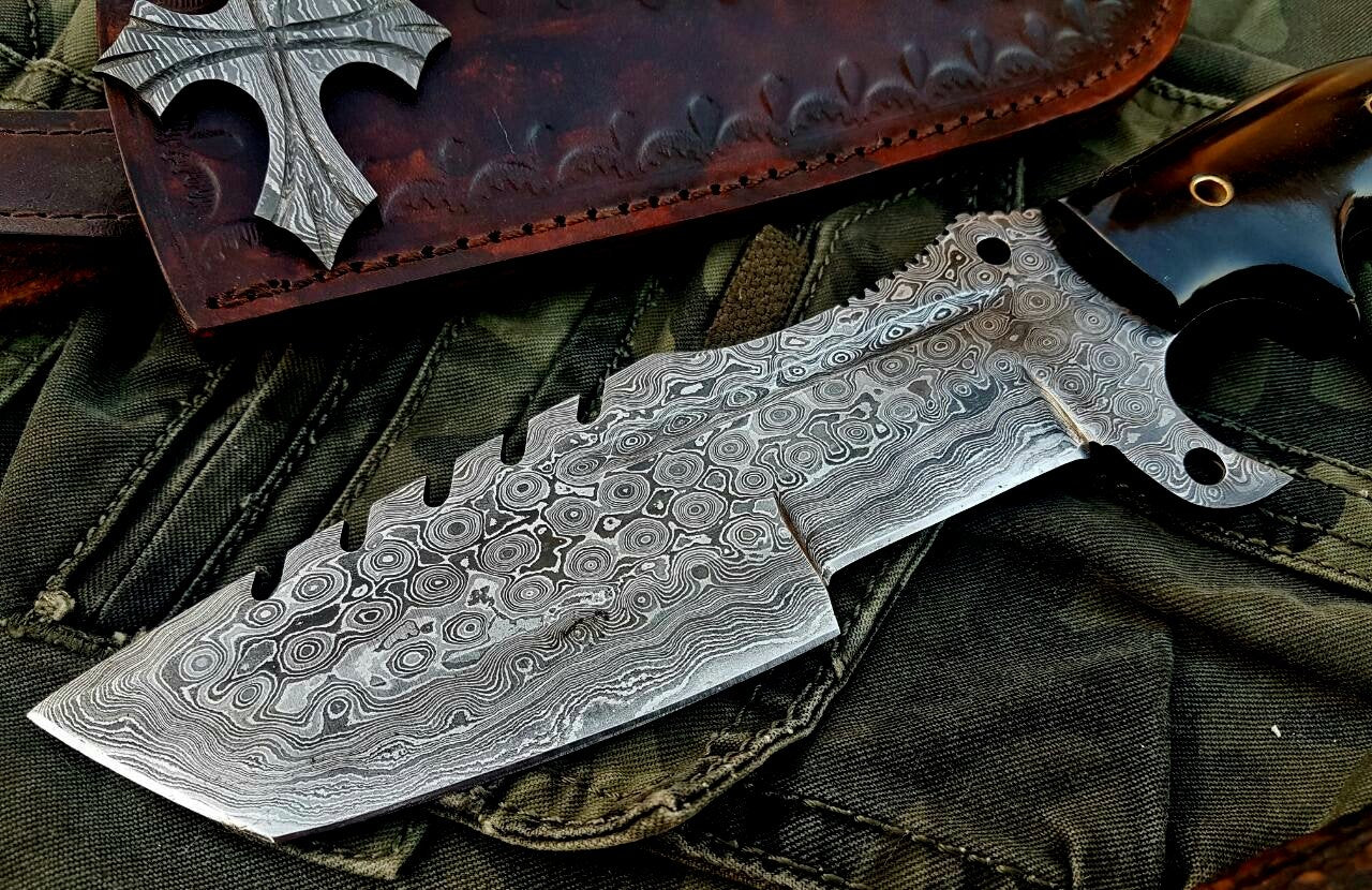 Custom Handcrafted Damascus Steel Tops Tanto Tactical Tracker Knife - Ideal for Survival, Camping & Combat | KBS Knives - Image 3