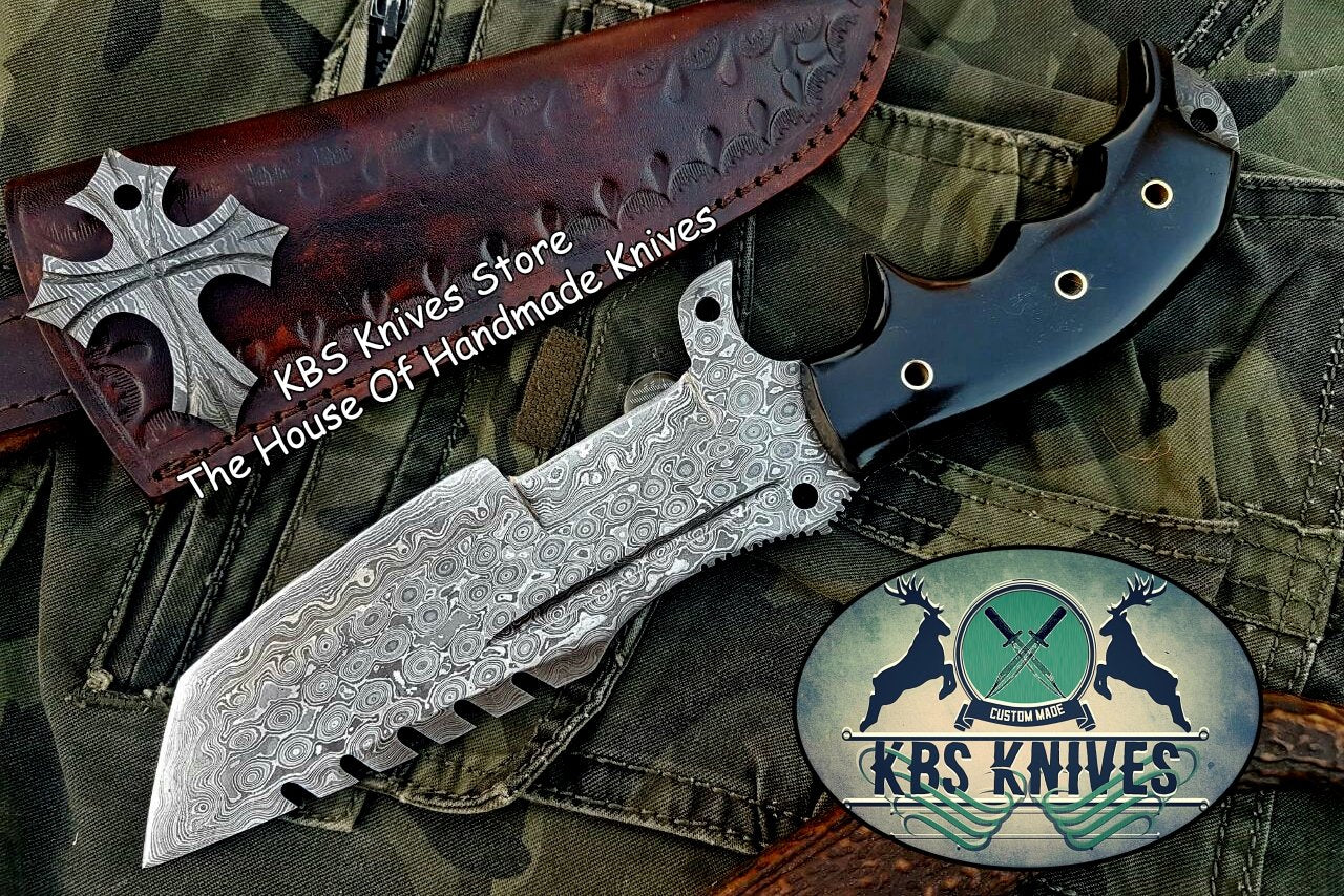 Custom Handcrafted Damascus Steel Tops Tanto Tactical Tracker Knife - Ideal for Survival, Camping & Combat | KBS Knives - Image 5