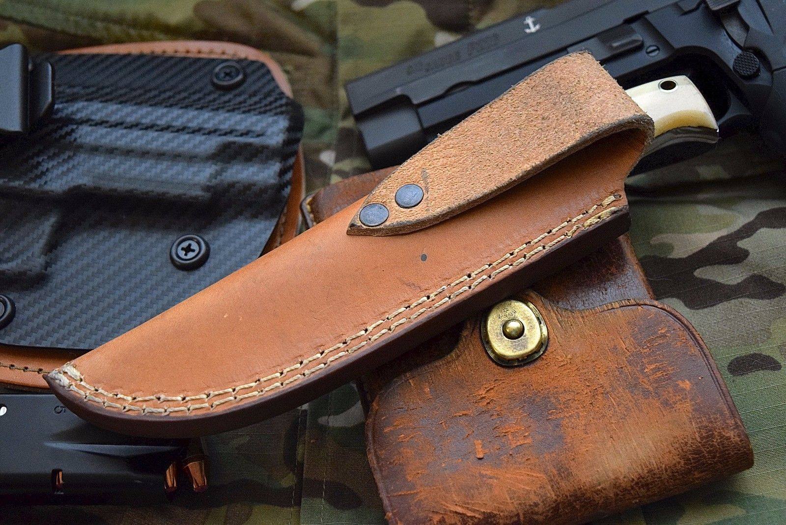Custom Handcrafted J2 Steel ELK Skinning Knife - 9 Inch Bone Handle with Steel Bolster, Leather Sheath - Premium Hunting Knife by KBS Knives - Image 2