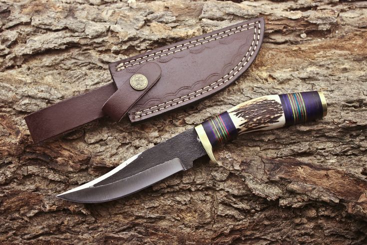 Custom Handmade 1095 Forged Steel Hunting Knife with Antler Horn & Exotic Wood Handle – 11" | KBS Knives - Image 4