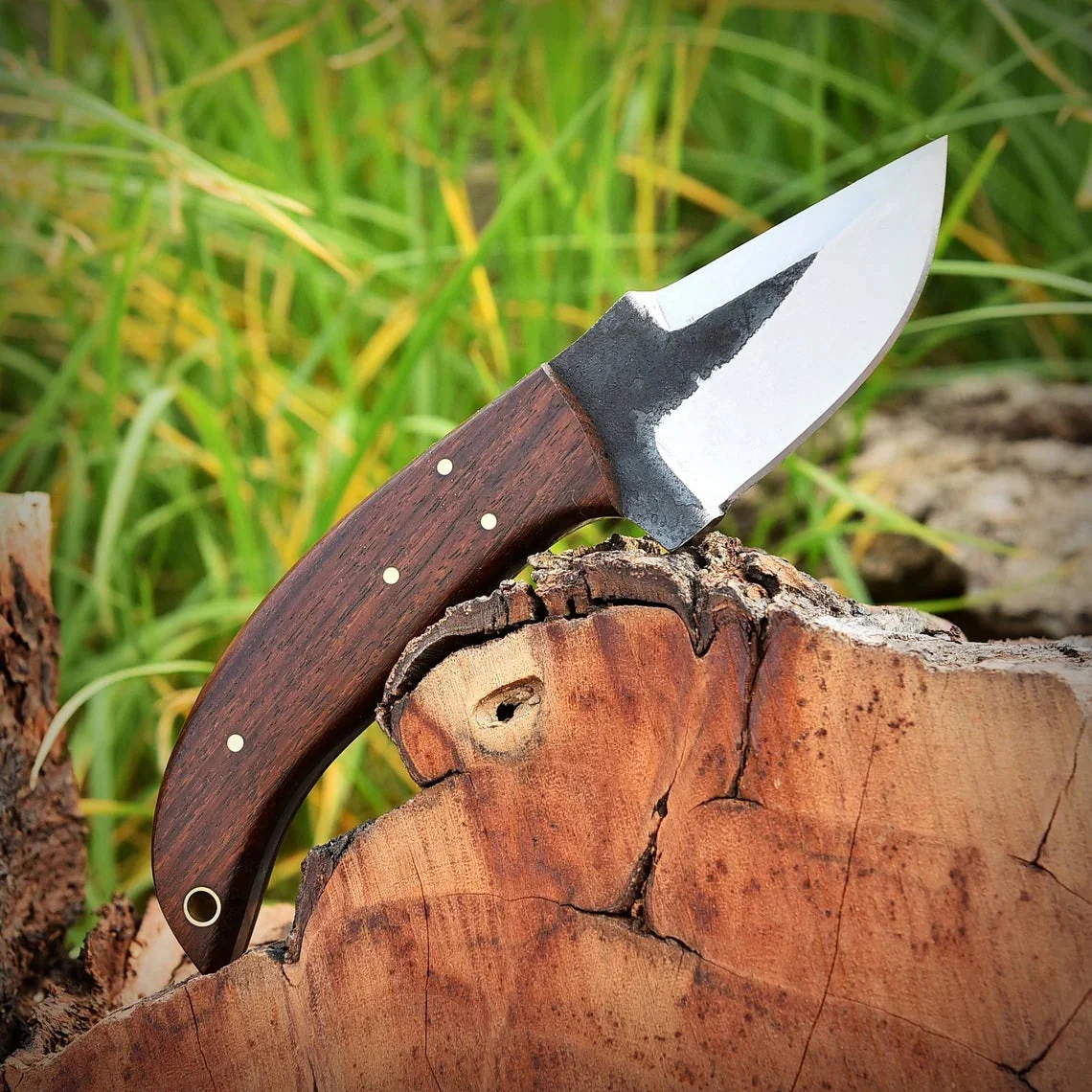 "Custom Handmade 1095 Forged Steel Skinning Knife | Rosewood Handle | 7 Inches | Leather Sheath | KBS Knives Store" - Image 2