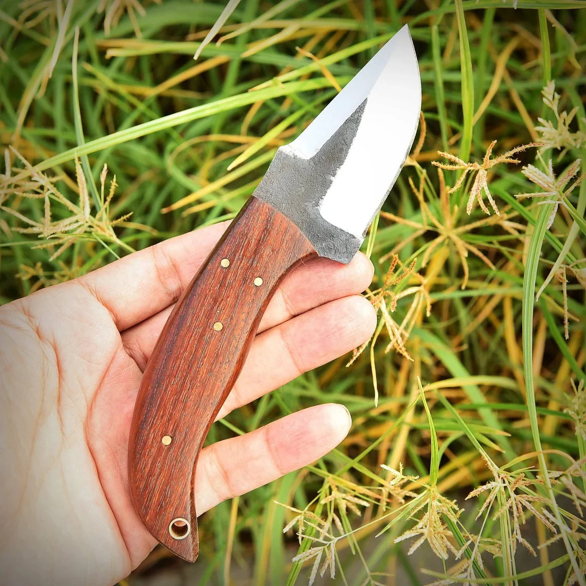 "Custom Handmade 1095 Forged Steel Skinning Knife | Rosewood Handle | 7 Inches | Leather Sheath | KBS Knives Store" - Image 3