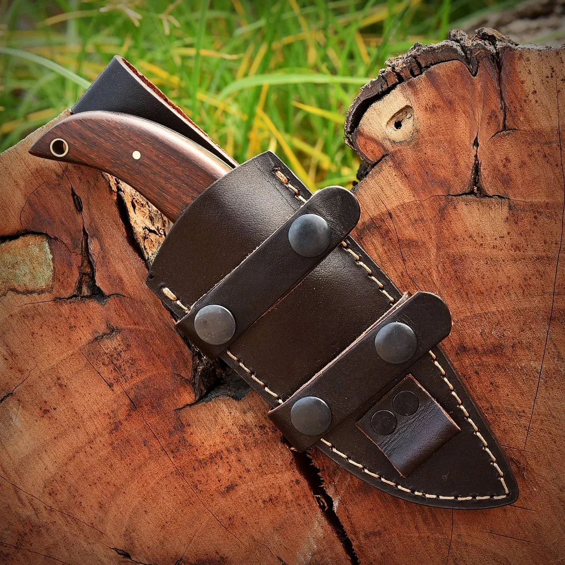 "Custom Handmade 1095 Forged Steel Skinning Knife | Rosewood Handle | 7 Inches | Leather Sheath | KBS Knives Store" - Image 4
