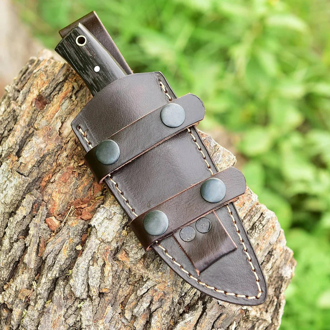 "Custom Handmade 1095 Forged Steel Skinning Knife | Wenge Wood Handle | 7.5 Inches | Leather Sheath | KBS Knives Store" - Image 3
