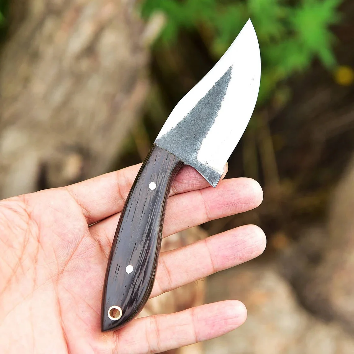 "Custom Handmade 1095 Forged Steel Skinning Knife | Wenge Wood Handle | 7 Inches | Leather Sheath | KBS Knives Store" - Image 2