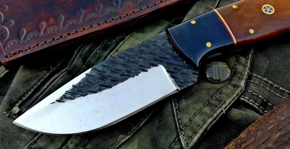 Custom Handmade 1095 Hammered Steel Skinner Knife - Image 2