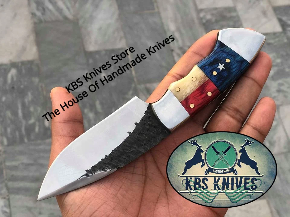Custom Handmade 1095 Hand Forged Steel Texas Handle EDC Skinner Knife - Image 2