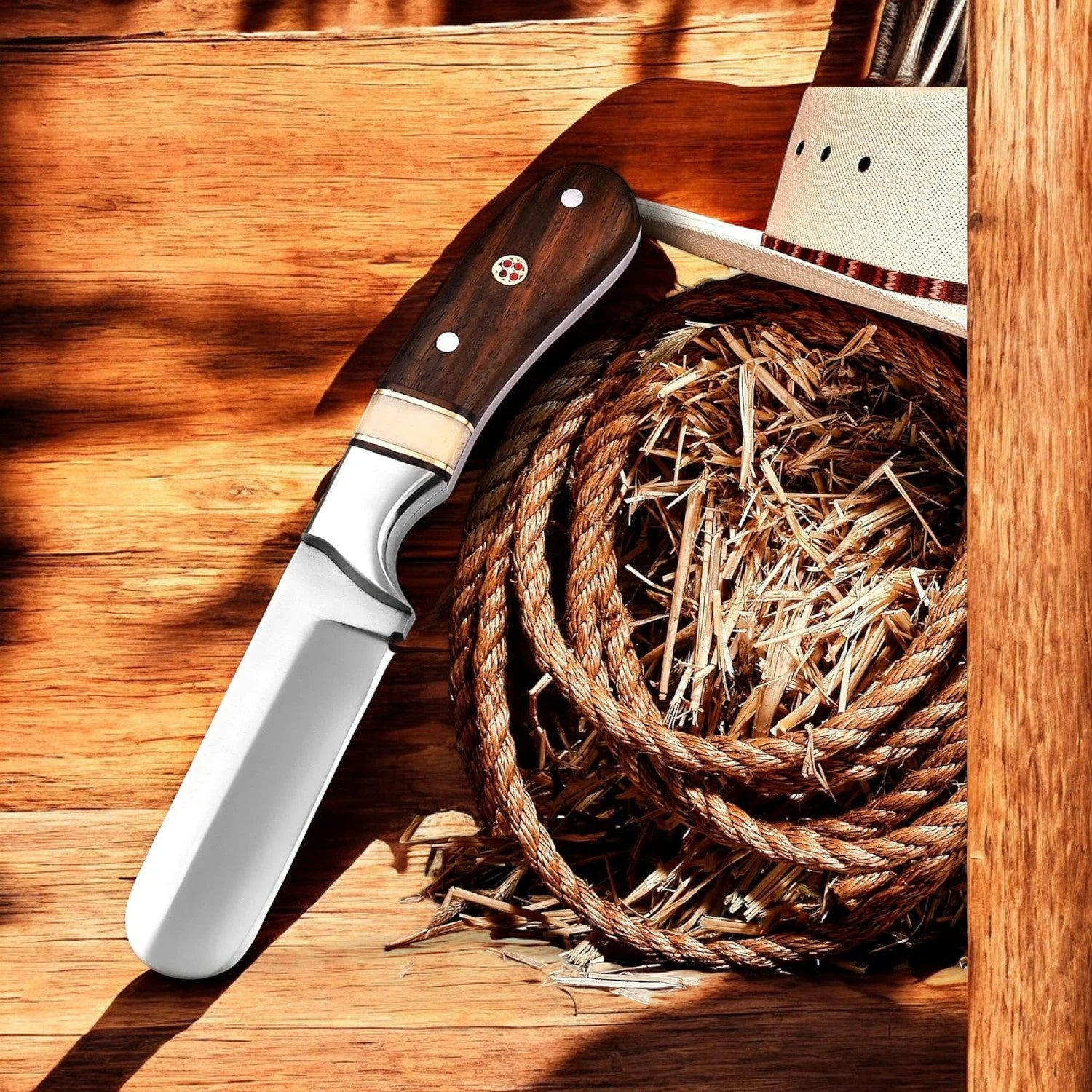 Custom Handmade Bull Cutter Knife – 7" D2 Steel with Leather Sheath - Image 2