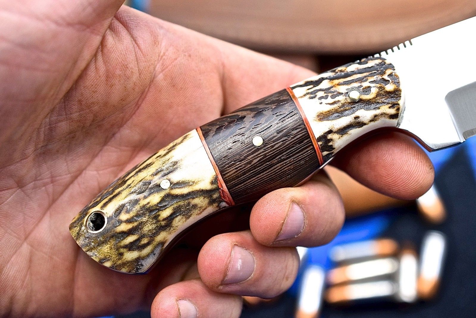Custom Handmade D2 Steel Hunting Knife with Antler Handle - Image 2