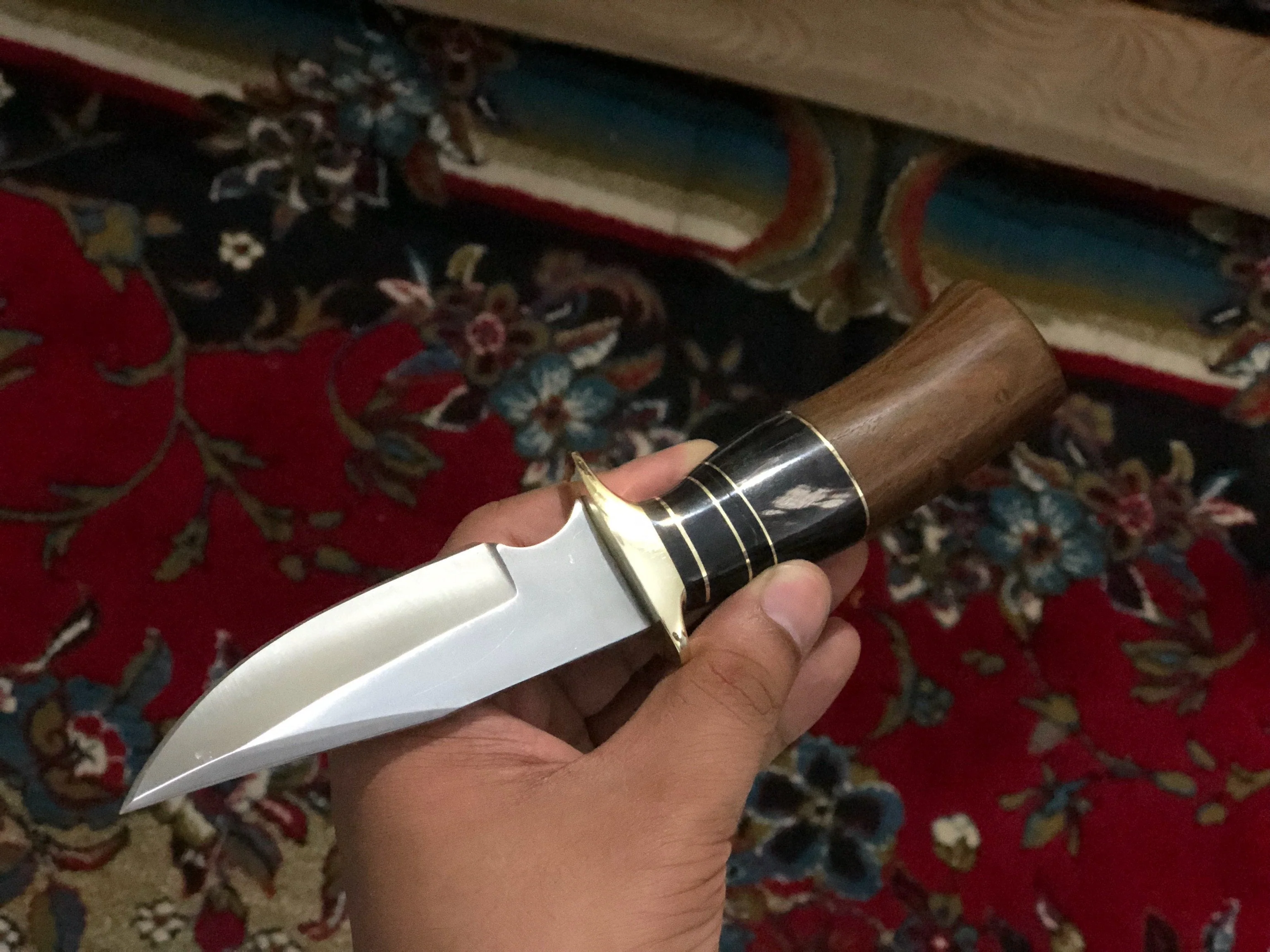 Custom Handmade D2 Steel Skinning Knife with Rosewood Handle - Image 2