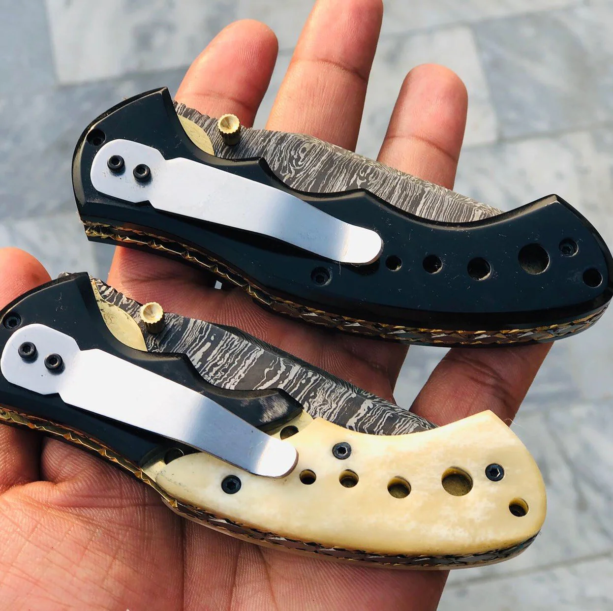 Custom Handmade Damascus Blade EDC Folding Pocket Knife With Pocket Clip - Image 7