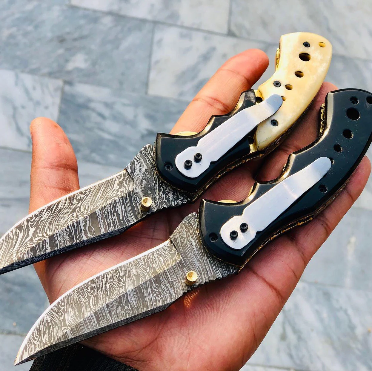 Custom Handmade Damascus Blade EDC Folding Pocket Knife With Pocket Clip - Image 8