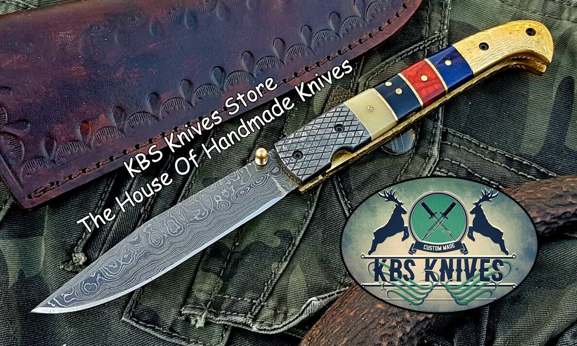 Custom Handmade Damascus Blade Folding Pocket Knife - Image 2